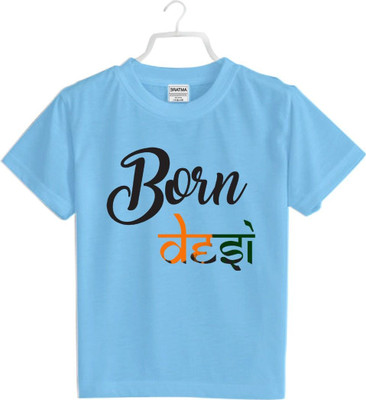 Mahifashion trend Boys Typography Polyester Oversized T Shirt(Light Blue, Pack of 1)