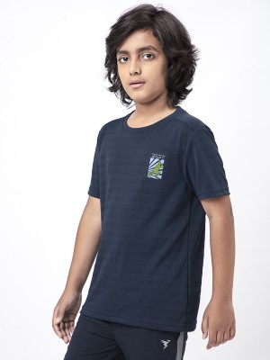 TECHNOSPORT Boys Solid Polyester Slim T Shirt(Blue, Pack of 1)