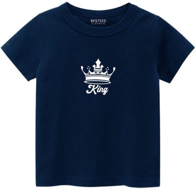 BESTEESCLOTHING Baby Boys & Baby Girls Printed Pure Cotton T Shirt(Dark Blue, Pack of 1)