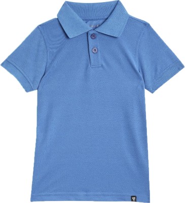 PROTEENS Boys Solid Cotton Blend Regular T Shirt(Blue, Pack of 1)