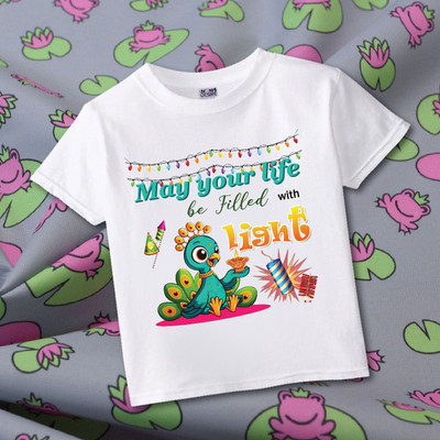 MOMS DESIRE Baby Boys & Baby Girls Printed Cotton Blend Regular T Shirt(White, Pack of 1)