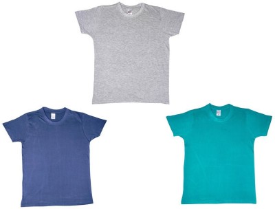 MTI FASHIONS Boys Solid Cotton Blend Slim T Shirt(Multicolor, Pack of 3)