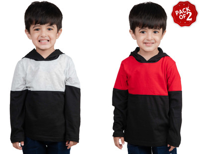 CHOMMBOOKA TRENDING Boys Colorblock Cotton Blend Regular T Shirt(Multicolor, Pack of 2)