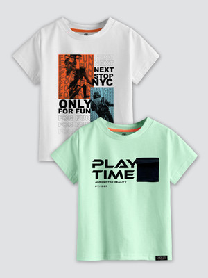 Codez Boys Printed Cotton Blend Regular T Shirt(Multicolor, Pack of 2)