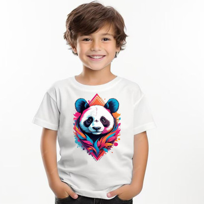 BQC Boys Graphic Print Polyester Regular T Shirt(White, Pack of 1)