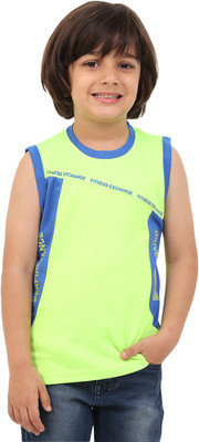 FTX Boys Colorblock Polyester Regular T Shirt(Green, Pack of 1)