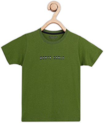 MONTE CARLO Boys Printed Pure Cotton T Shirt(Green, Pack of 1)