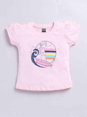 Gentle Giggles Baby Boys & Baby Girls Printed Pure Cotton Regular T Shirt(Pink, Pack of 1)
