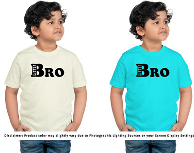 CHOMMBOOKA TRENDING Boys Typography Cotton Blend Regular T Shirt(Blue, Pack of 2)