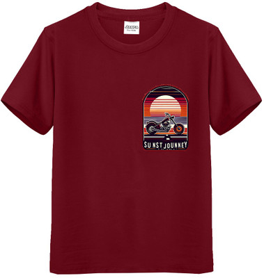 JANFA Boys Printed Pure Cotton Regular T Shirt(Maroon, Pack of 1)