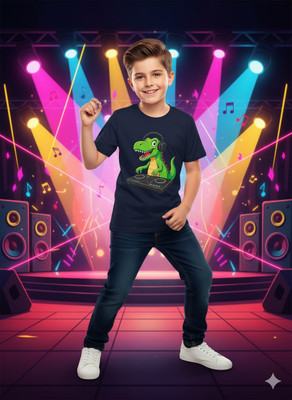 SOUNIK FASHION SDS Boys & Girls Printed Pure Cotton Regular T Shirt(Dark Blue, Pack of 1)