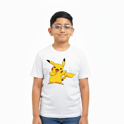 R and S Creations Boys & Girls Graphic Print Polyester Slim T Shirt(White, Pack of 1)