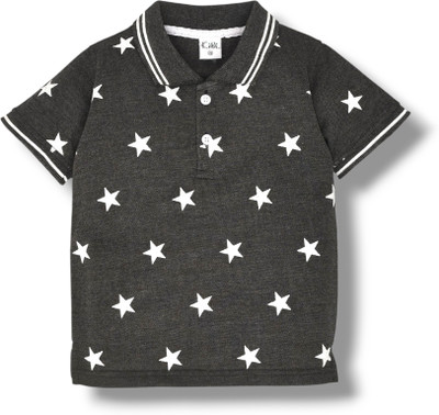 RUDRA COLLECTIONS Boys Printed Pure Cotton Regular T Shirt(Grey, Pack of 1)