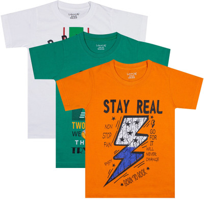 Luke and Lilly Baby Boys Printed Cotton Blend Regular T Shirt(Multicolor, Pack of 3)
