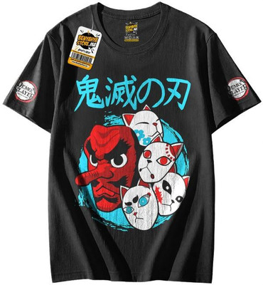 SHREE G CREATION Boys Printed Cotton Blend Regular T Shirt(Black, Pack of 1)