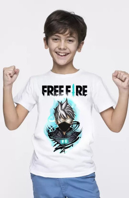 SQF Boys Printed Polyester Regular T Shirt(White, Pack of 1)