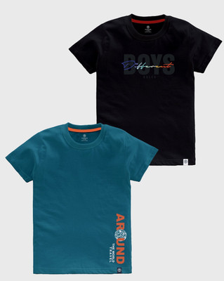 Codez Boys Printed Cotton Blend Regular T Shirt(Multicolor, Pack of 2)