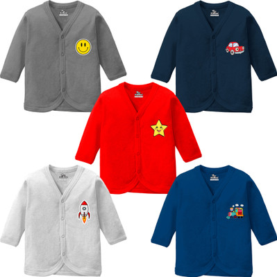 KidBee Baby Boys & Baby Girls Solid Cotton Blend Regular T Shirt(Multicolor, Pack of 5)