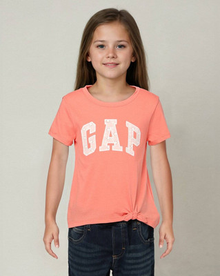 GAP Girls Printed Cotton Blend Regular T Shirt(Pink, Pack of 1)