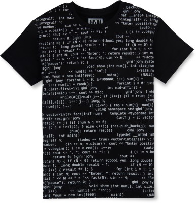 GINI & JONY Boys Typography Cotton Blend T Shirt(Black, Pack of 1)