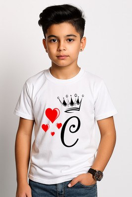 YI FASHION Boys Printed Polyester Regular T Shirt(White, Pack of 1)