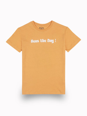 GINI & JONY Boys Graphic Print Cotton Blend Regular T Shirt(Orange, Pack of 1)