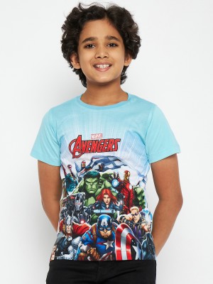 Marvel by Wear Your Mind Boys Printed Polycotton Regular T Shirt(Blue, Pack of 1)