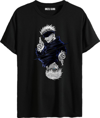 DrizzleClicks Boys Graphic Print Cotton Blend Regular T Shirt(Black, Pack of 1)