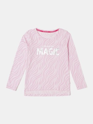 JOCKEY Girls Printed Pure Cotton T Shirt(Pink, Pack of 1)