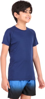 VECTOR X Boys Solid Polyester T Shirt(Blue, Pack of 1)