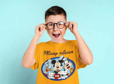 ZasuFashion Boys & Girls Cartoon/Superhero Cotton Blend Regular, Slim T Shirt(Yellow, Pack of 1)