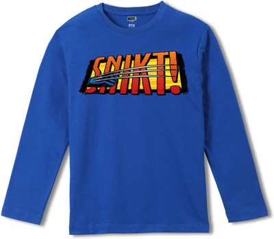 WEAR YOUR MIND Boys Graphic Print Pure Cotton Regular T Shirt(Blue, Pack of 1)