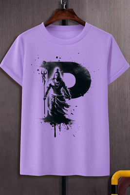 BQF Boys Printed Polyester Regular T Shirt(Purple, Pack of 1)