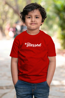 CHOMMBOOKA TRENDING Boys Typography Cotton Blend Regular T Shirt(Red, Pack of 1)