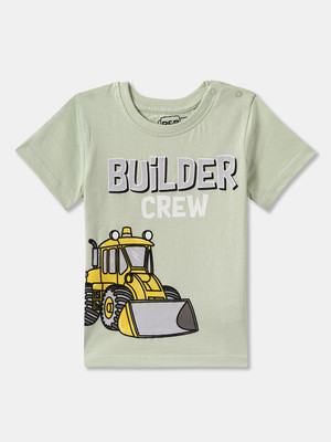 R&B Baby Boys Printed Pure Cotton Regular T Shirt(Green, Pack of 1)