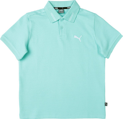 PUMA Boys Solid Cotton Blend Regular T Shirt(Green, Pack of 1)