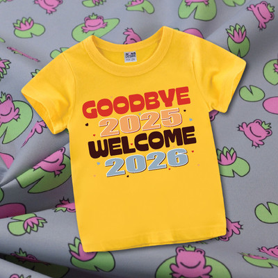 MOMS DESIRE Baby Boys & Baby Girls Self Design Cotton Blend Regular T Shirt(Yellow, Pack of 1)