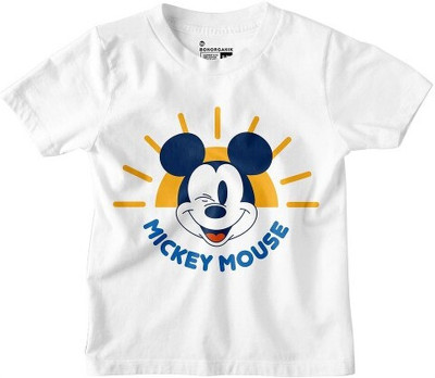 BonOrganik Boys Printed Pure Cotton Regular T Shirt(White, Pack of 1)