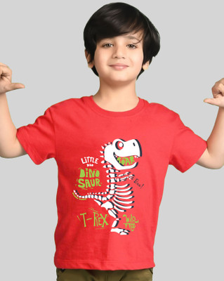 AUSK Boys Graphic Print Cotton Blend Regular T Shirt(Red, Pack of 1)