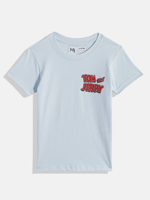 YK X Minute Mirth Boys Printed Pure Cotton Regular T Shirt(Blue, Pack of 1)