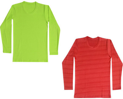 Indistar Boys Solid Polyester Regular T Shirt(Multicolor, Pack of 2)