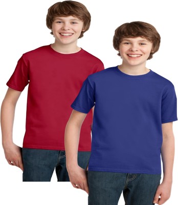 ORATEES Boys Solid Pure Cotton Regular T Shirt(Multicolor, Pack of 2)