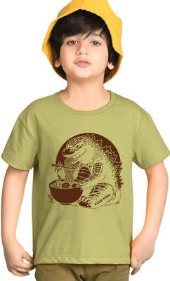 AOOSH Boys Printed Cotton Blend Regular T Shirt(Light Green, Pack of 1)