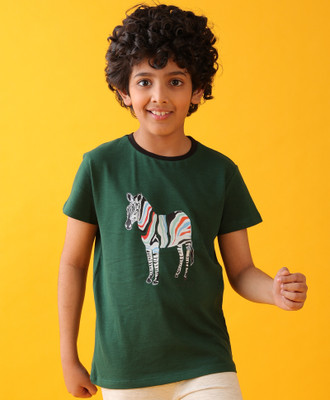 anthrilo Baby Boys Self Design Cotton Blend Regular T Shirt(Green, Pack of 1)