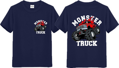 JANFA Boys Printed Pure Cotton Regular T Shirt(Dark Blue, Pack of 1)