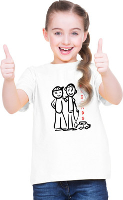 MH FASHION TRENDS Girls Printed Pure Cotton Oversized T Shirt(White, Pack of 1)
