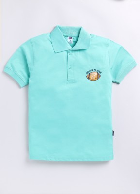 NOTTIE PLANET Boys Self Design Cotton Blend T Shirt(Green, Pack of 1)