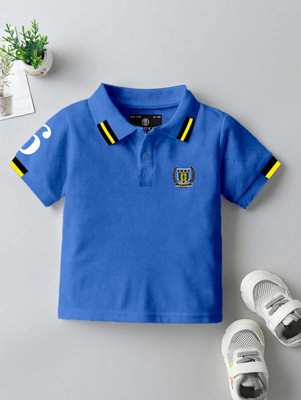 Codez Boys Self Design Cotton Blend Regular T Shirt(Blue, Pack of 1)