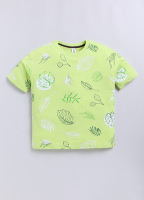 CRAZYPENGUIN ELITE Boys Printed Cotton Blend Oversized T Shirt(Green, Pack of 1)