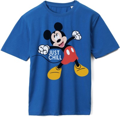 DISNEY BY MISS & CHIEF Boys Printed Pure Cotton T Shirt(Blue, Pack of 1)